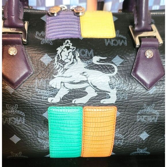 Black MCM Visetos Lion Princess Boston - Picture 2 of 16